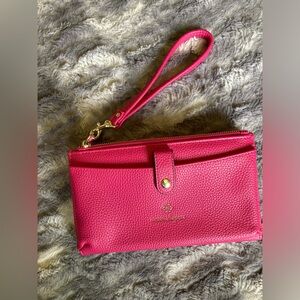 Nanette Lepore, pretty pink and gold, wristlet with lots of card storage